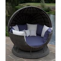 Lit rond moderne en rotin pomme Audu