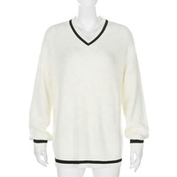 Personnalisé Style coréen Preppy Style hiver hauts en tricot décontracté col en V femmes pull ample grande taille femmes pull