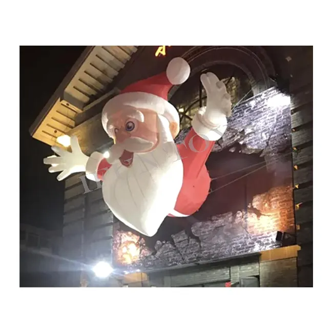 Gigante inflable Santa Claus escalada pared centro comercial entrada Santa para decoración de Navidad