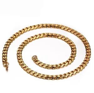 2017 männer Edelstahl 24 Karat Solid Gold Kubanischen Kette Halskette Designs In Dubai