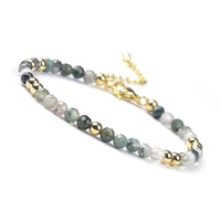 Bracelet en pierres naturelles de 4 mm avec fermoir en laiton : cornaline, agate mousse, sodalite, howlite, améthyste