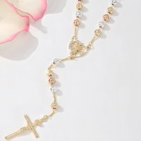 Collier de prière San Benito avec pendentif en forme de cœur en CZ, bijoux catholiques tricolores