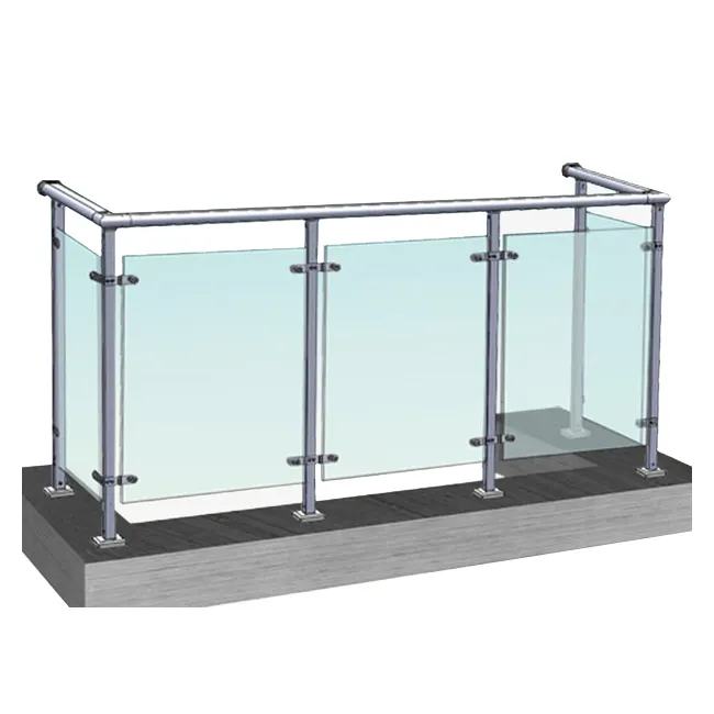 Balaustrada de vidrio para exteriores, barandilla de acero inoxidable para piscina, barandilla esmaltada para jardín y casa