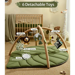 Tummy Time Mat Desarrollo sensorial Baby Play Gym Actividad Mat Leaf Shaped Baby Crawl Mat con <span class=keywords><strong>6</strong></span> <span class=keywords><strong>juguetes</strong></span> de peluche para bebé recién nacido - Product Image 3