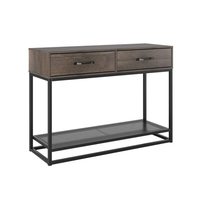 Table console d'entrée industrielle en bois massif avec 2 tiroirs et étagère de rangement Table basse et canapé en bois massif pour le salon