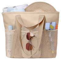 Bolso de playa de poliéster impermeable de gran capacidad con cierre de cremallera, a la moda, a prueba de arena, para viaje, disponible para envío transfronterizo.