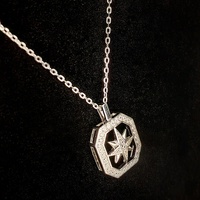 Bijoux fins à la mode Starburst North Star plaqué rhodium 925 Sterling Silver Moissanite Pendentif Collier pour femmes et Couples