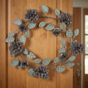 Corona Floral Metálica Vintage, Redonda, Decorativa, Hecha a Mano, Estilo Artesanal, Paquete Individual - Product Image 3