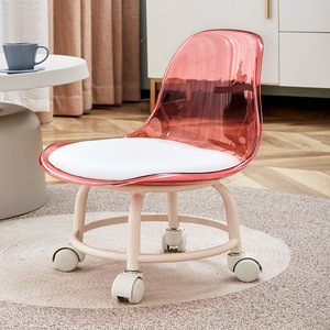 Simple moderno sala de estar plástico acrílico transparente Pu cuero cojín niños 360 grados silla móvil giratoria con ruedas - Product Image 5