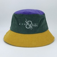Groothandel op maat gemaakte private label kleurrijke tweekleurige designer grote oversized unisex patchwork warme dunne corduroy bucket hat