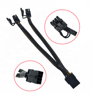 RY diskon besar 8 Pin perempuan ke Dual 8(6 + 2) Pin laki-laki kabel ekstensi daya lengan kepang 8pin ke Dual 6 2 kabel - Product Image 3