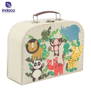 Customized high-end mini cardboard children's retro color luggage candy gift <b>box</b> with handle packaging <b>box</b> - Product Image 1