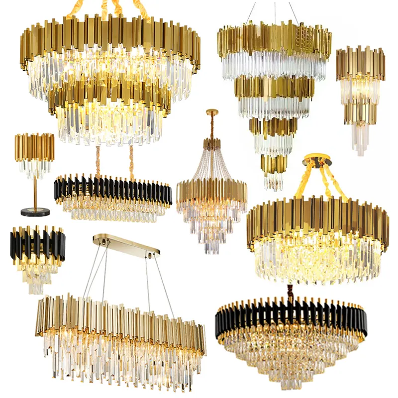 Kronleuchter Beleuchtung große goldene dekorative europäische Vintage Luxus lampe Moderne Hotellobby Luxus Kristall hängen Licht Kristall