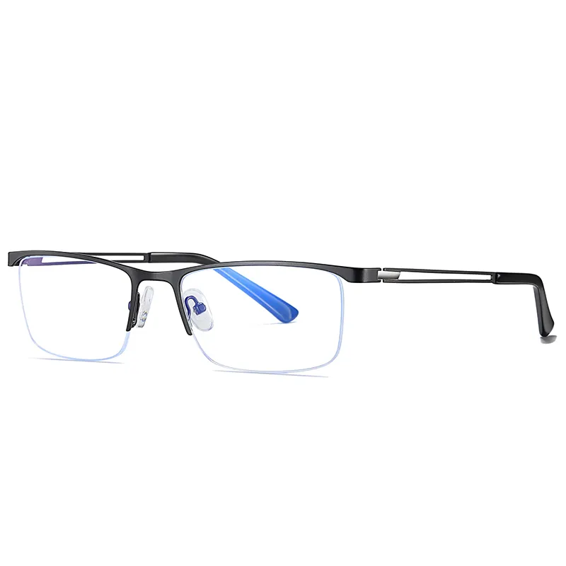 Blue Light Blocking Business Style Semi Rimless Glasses Frame For Men Optical Glasses Metal Square Eyeglasses Frame