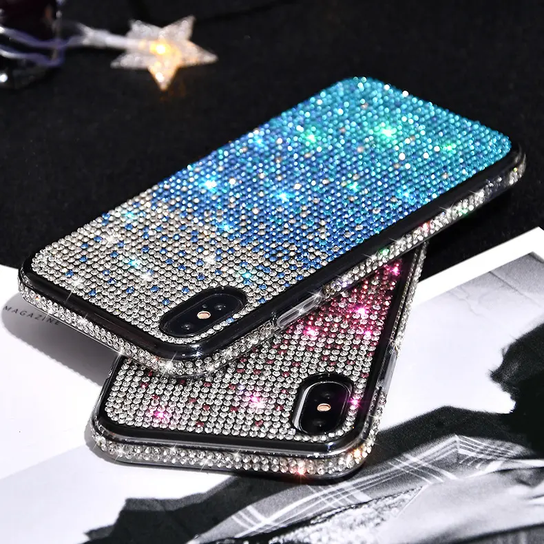 Bling Rhinestone Luxury Diamond Glitter TPU Soft Phone Case for Iphone 11 12 13 pro max Sparkle girl women Mobile Phone Cover