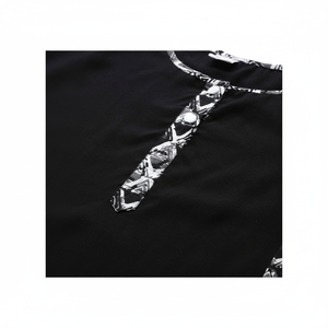 Combinaison de nuit XL en rayonne imprimée en spandex pour femme, confortable, respirante, boutonnée, taille élastique, personnalisée (noir) - Product Image 1