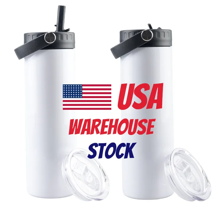 USA warehouse 20 oz straw lid vacuum insulated cups stainless steel sublimation blanks straight skinny tumbler water bottle