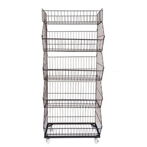 Prateleira de Lanches para Supermercado e Loja de Conveniência, Rack de Exibição Móvel em Camadas com Cesta Diagonal - Product Image 5