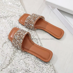 Square Head <b>Flat</b> Bottom Comfortable New Women's Slippers Out Wear Oversized Casual Beach Sandals - Product Image 4