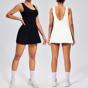 Robe de golf plissée Aoyema de haute qualité, sans manches, côtelée, pour femmes, pour le tennis, le <span class=keywords><strong>badminton</strong></span>, les vêtements de sport, avec short et soutien-gorge intégrés - Product Image 1