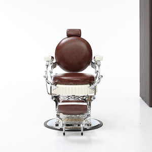 Fauteuil de Barbier Hydraulique, Chaise de Coiffure Professionnelle en Métal à Dossier Rond, Mobilier de Salon de Beauté - Product Image 5