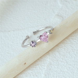 CANNER Trendy Wedding <b>Sweet</b> Pink Zircon <b>Heart</b> Ring Women 925 Sterling Silver Open Rings Jewelry Valentine's Day Gift - Product Image 3