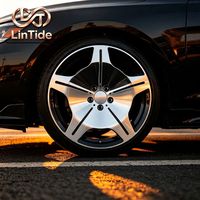 Jante en alliage forgé à 5 branches, base noire brillante avec face entièrement usinée, tuning automobile, PCD personnalisé et livraison rapide