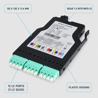 Module cassette MPO/MTP vers LC Duplex personnalisé 8F/12F/16F/24F OM3 OM4 OM5 pour câblage de rack de réseaux de centres de données à haute densité