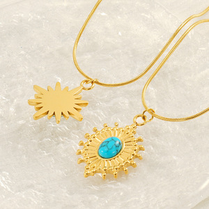 ZOGXIN Vintage Turquoise Pendant Necklace Gold Star Shape Snake Chain Women Fashion Jewelry Party Gift - Product Image 4