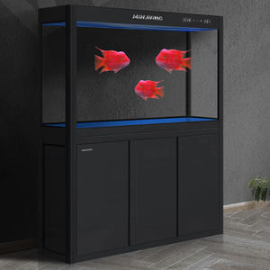 <span class=keywords><strong>Aquarium</strong></span> en verre haut de gamme avec meuble de rangement, <span class=keywords><strong>éclairage</strong></span> LED et système de cascade silencieux pour salon - Product Image 3