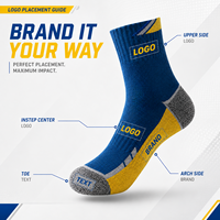 Chaussettes de sport en coton personnalisées avec semelle en tissu éponge pour le basketball et le fitness, service de conception gratuit