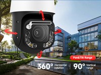 Distance IR de 100 m, HIK plug&play, 8MP, 360° °   Caméra IP de sécurité PTZ avec essuie-glace, IP67, zoom 20x, suivi automatique des personnes, audio bidirectionnel