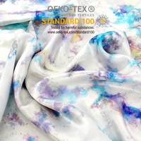 Tissu de Soie Charmeuse 100% Pure et Lourde de 16 mm, 19 mm, 22 mm, en Satin Imprimé Floral Tie-Dye Glacé pour Robes et Pyjamas