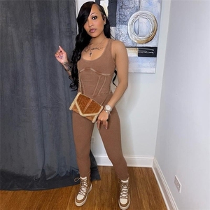 จั๊มสูทลำลองสำหรับผู้หญิงบอดี้สูทชิ้นเดียวแขนกุดแฟชั่นฤดูร้อน2023 - Product Image 2