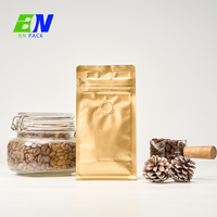 Prix direct usine – Sachet de café à fond plat avec fermeture éclair latérale et valve de dégazage