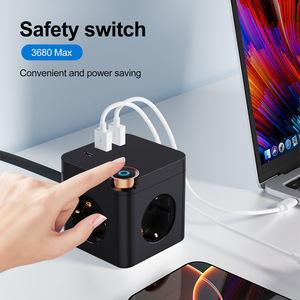 European Standard Power Strip 4 <b>USB</b> A Ports 16A <b>Switch</b> Socket With Child Protection Flame Retardant IP20 Wiring Socket - Product Image 2