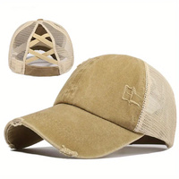 Gorra de Béisbol Tipo Camionero al por Mayor con Agujero para Coleta de Caballo, Gorra Lisa Ajustable con Coleta Cruzada, Gorra de Mezclilla Lavada y Desgastada
