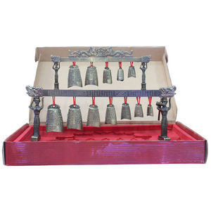 विस्तृत चीनी कॉपर मिश्र धातु नक्काशी 12 बेल ड्रैगन साधन झंकार - Product Image 1
