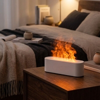 Diffuseur d'arômes ultrasonique 7 couleurs avec flamme, humidificateur, brumisateur d'huiles essentielles avec minuterie 500ml pour la maison
