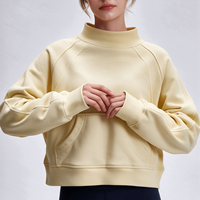 Sweat-shirt oversize pour femme à col montant, imprimé 3D en relief, en molleton de coton, pull décontracté pour l'automne