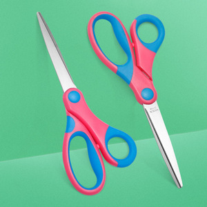 Office Scissors Stainless Steel Blue And Pink Straight Head For Paper Cutting Home Use Bulk - Product Image 1