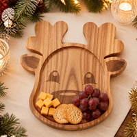 Plateau de service en bois pour Noël, vente en gros directe usine, idéal pour biscuits, bonbons, noix et tables de fête