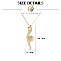HLL Collier unisexe unique et minimaliste pendentif serpent Trendy en argent sterling 925 avec zircon plaqué or et chaîne à maillons fins certifiée