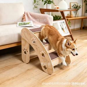 Escaleras de madera para perros, escalones antideslizantes para sofá, rampa de acceso para perros pequeños y medianos, gatos, rectangulares, de material de madera maciza. - Product Image 2