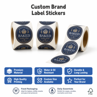 Autocollants d'emballage ronds holographiques écologiques personnalisés avec logo de marque, imprimés, autocollants, imperméables, pour l'étiquetage alimentaire et la pâtisserie
