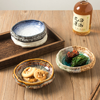 Assiettes à quatre pieds en céramique artisanale avec glaçure kiln-changed OEM, créatives, pour assaisonnements, apéritifs et plats froids