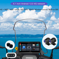 6'' IPS Touchscreen Motorfiets DVR 1080P 2CHs 4G LTE Dashcam met Sony Sensor Draadloze Carplay TPMS 4+64G IP67 Waterdicht