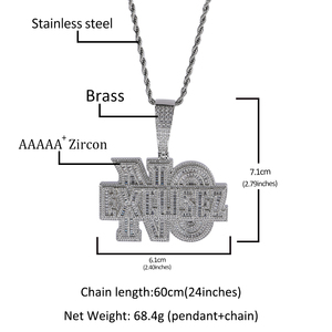 Nessuna tendenza di tendenza ciondolo Hip Hop collana in ottone da uomo ghiacciata Baguette AAAAA ciondolo con lettera di zirconi cubici - Product Image 6