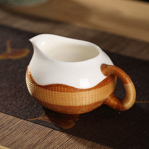 Handmade Bamboo Woven <b>Tea</b> <b>Set</b> Porcelain Teapot Xishi Style With Cups Gift Box - Product Image 3