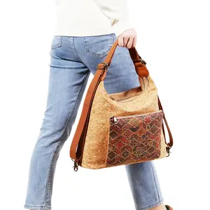 Vegane Kork-Tote-Schultertasche Handtasche für Damen benutzerdefinierte umweltfreundliche Portugal-Kork-Tote-Tasche mit Reißverschluss